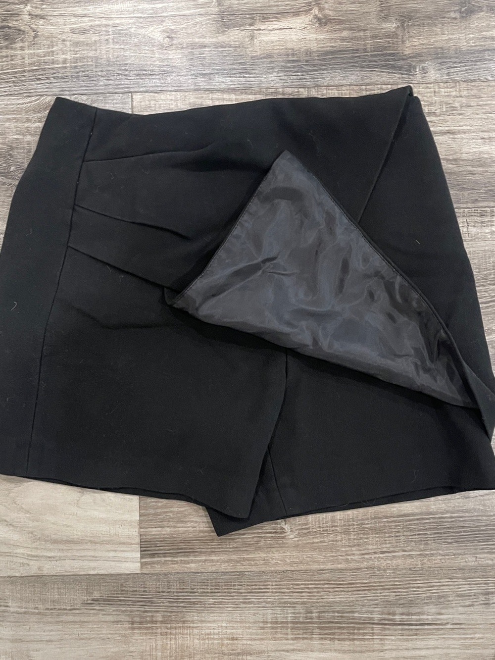 Zara Black Asymmetric Pleated Mini Skirt